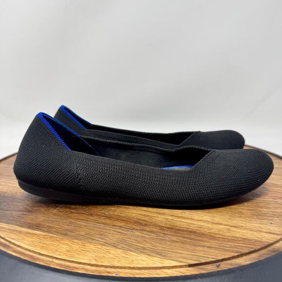 Rothy's The Flat Women's 7.5 Black Blue Round Toe Slip On Flats Shoes - Picture 1 of 7